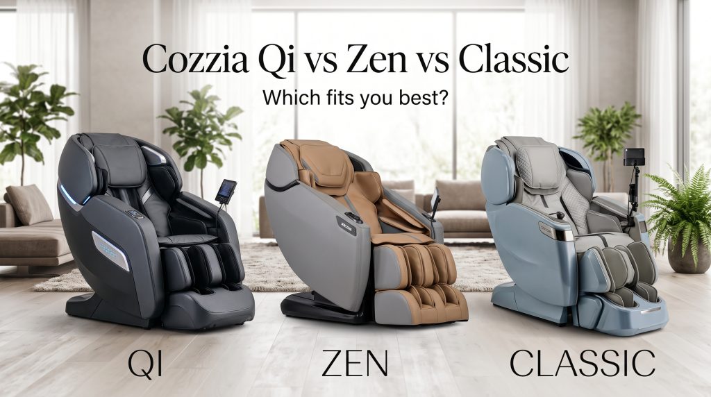 Cozzia massage chairs compared side by side